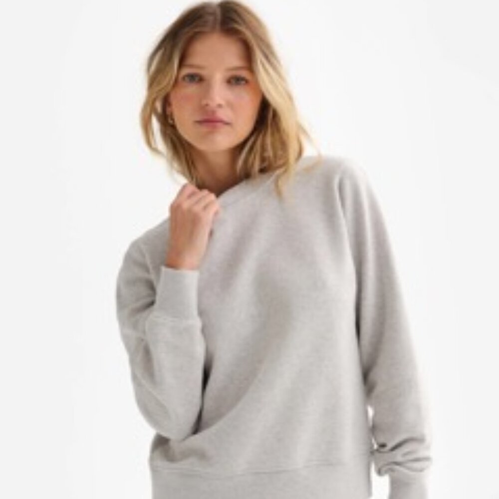 Organic Fleece Shrunken Crew Neck Sweatshirt - Grey